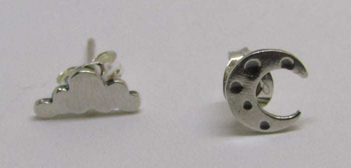 Moon and Cloud Stud Earrings by Katie Stone