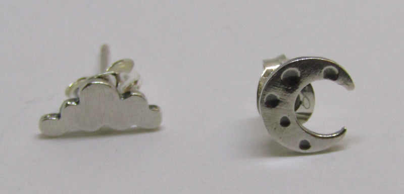 Moon and Cloud Stud Earrings by Katie Stone