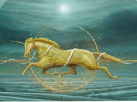 Sacrifice - unicorn - oil on board by Mark Duffin