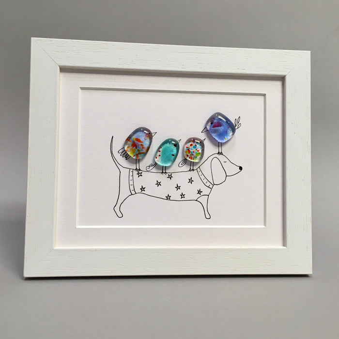 Long Dog - Fused Glass and Illustration by Niko Brown