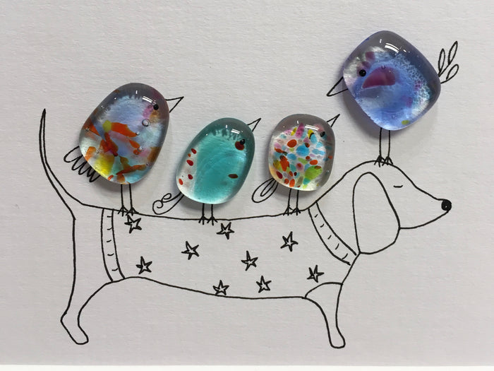 Long Dog - Fused Glass and Illustration by Niko Brown