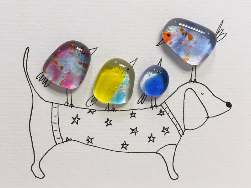 Long Dog - Fused Glass and Illustration