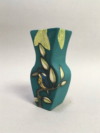 Small Teal Heron Vase by Jeanne Jackson