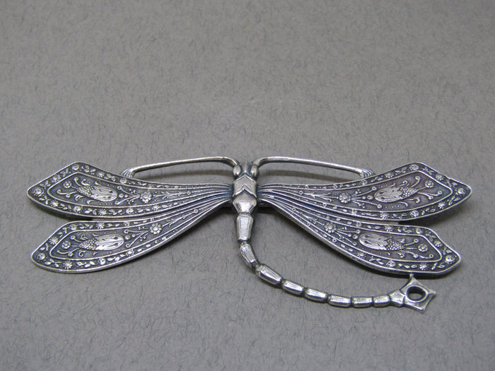 Large Dragonfly Brooch with Flowers on Wings