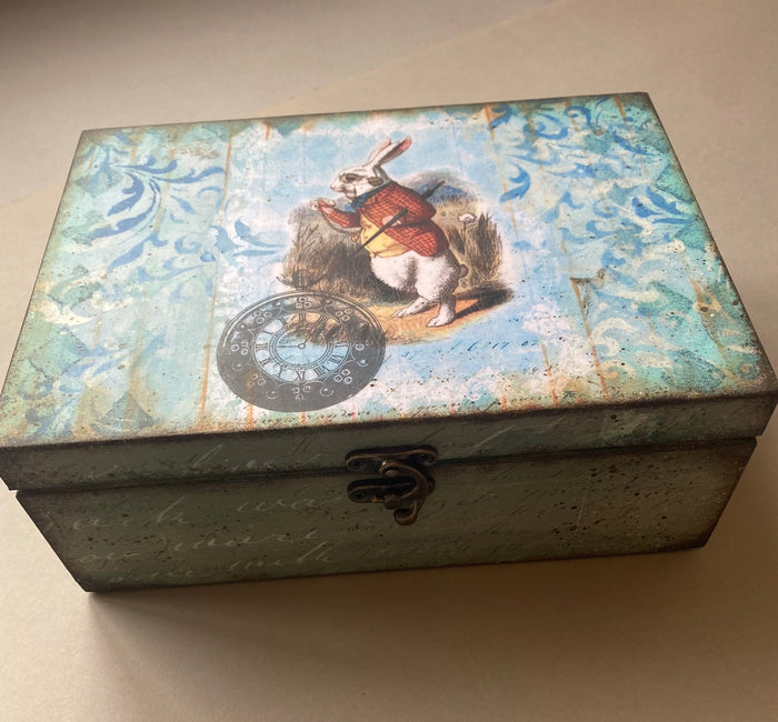 6 Compartment Tea / Jewellery / Trinket Box by Monika Maksym featuring Artwork from Alice in Wonderland (MM67)