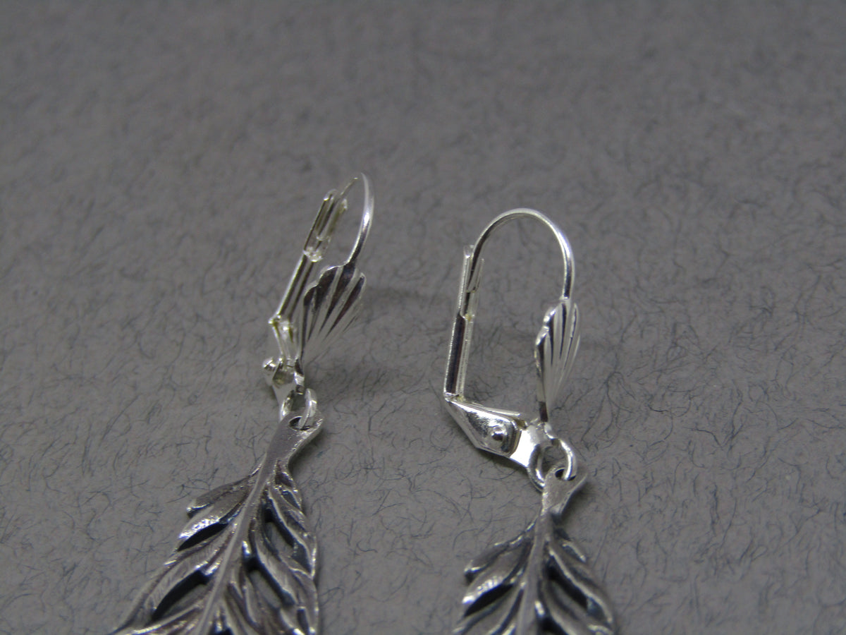 Purple Stone Silver Feather Drop Earrings, Jess Lelong