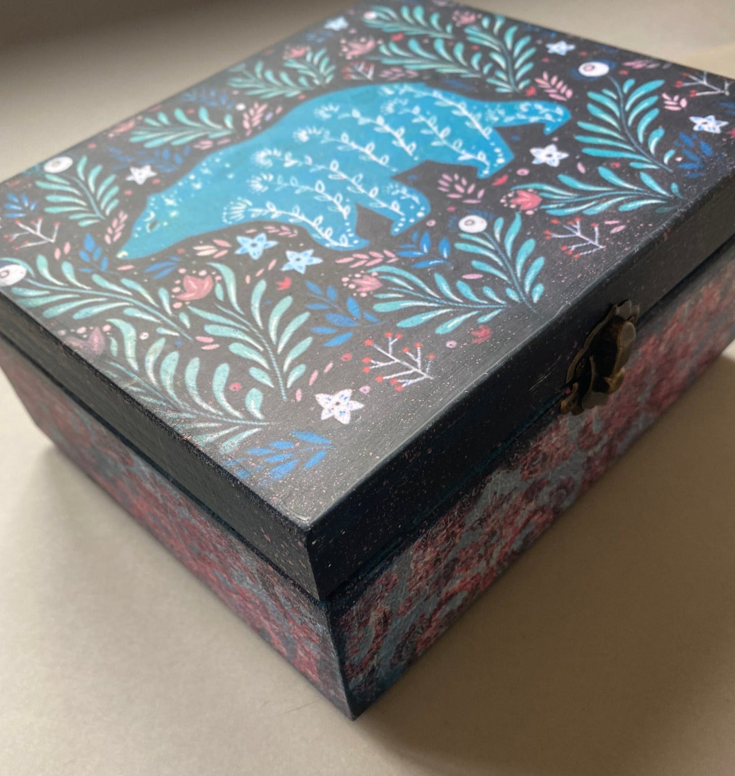 4 Compartment Tea / Jewellery / Trinket Box by Monika Maksym