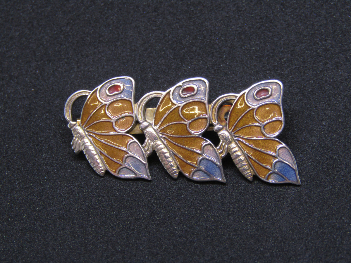 Enamelled Butterflies Brooch by Jess Lelong