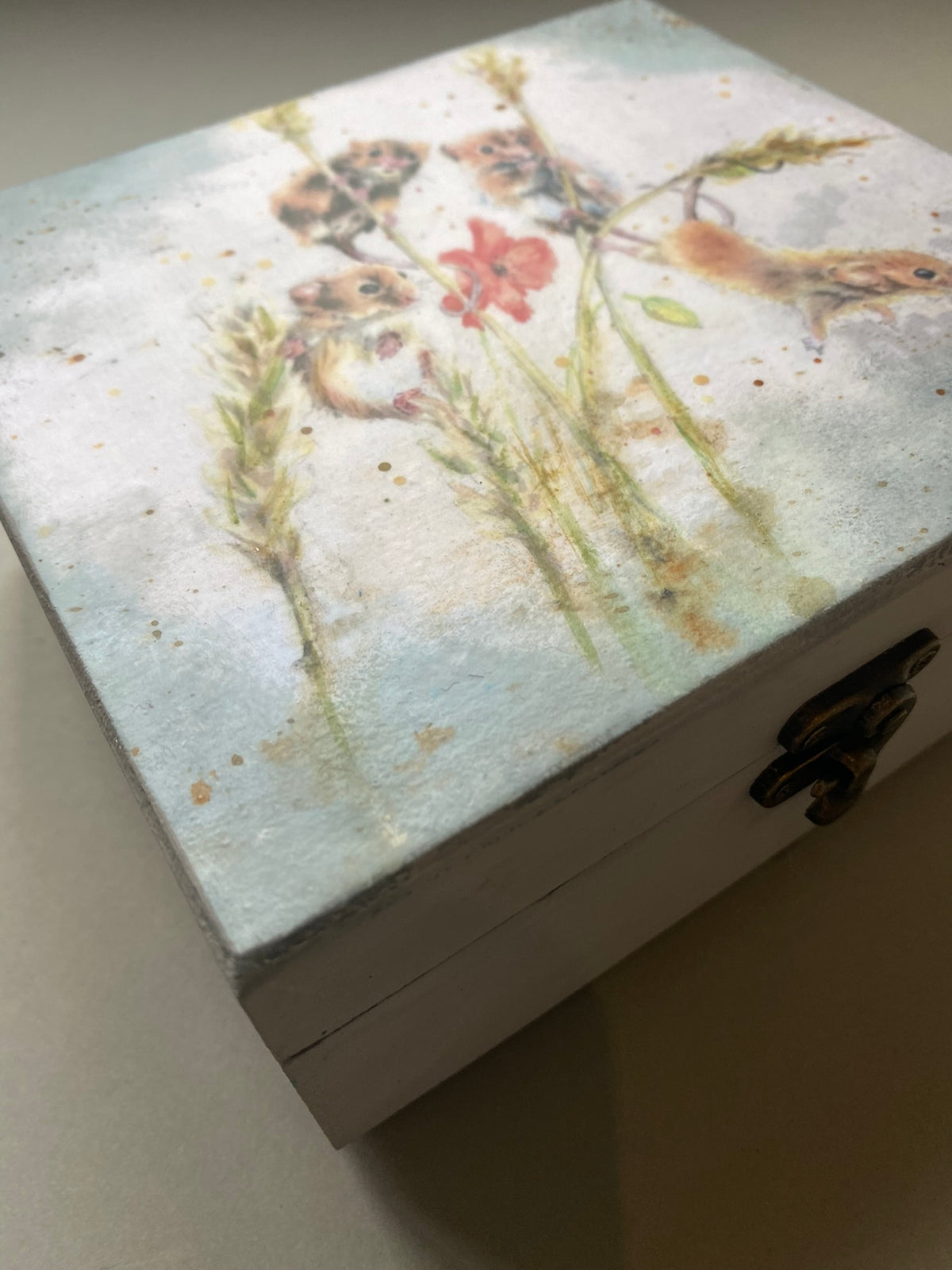 Square Jewellery / Trinket Box by Monika Maksym featuring Artwork by Sally Leggatt (MM77)