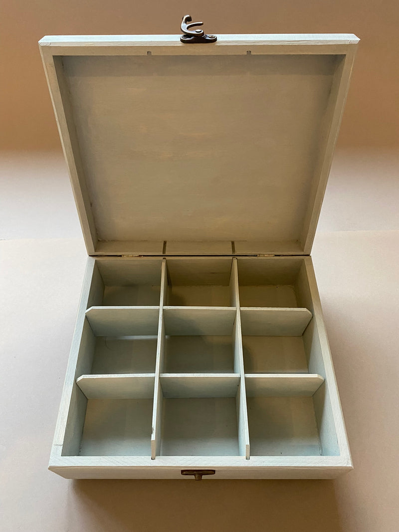 9 Compartment Tea / Jewellery / Trinket Box by Monika Maksym featuring Artwork by Sally Leggatt (MM93)