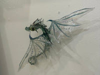 Turquoise/Light Blue Glass Wall Dragon Sculpture by Sandra Young