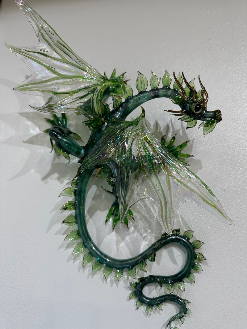 Green Glass Leaf Dragon by Sandra Young