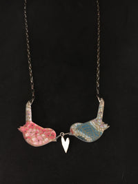 Two Bird Design Reversible Necklace with Heart By Sophie Court