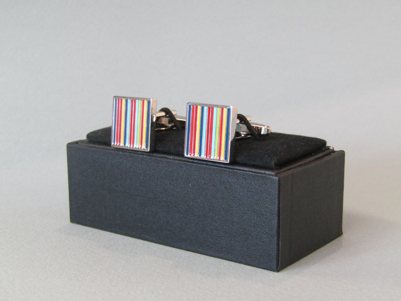 Stripy pewter cufflinks