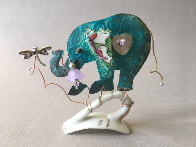 Small Elephant on Cup Handle by Linda Lovatt
