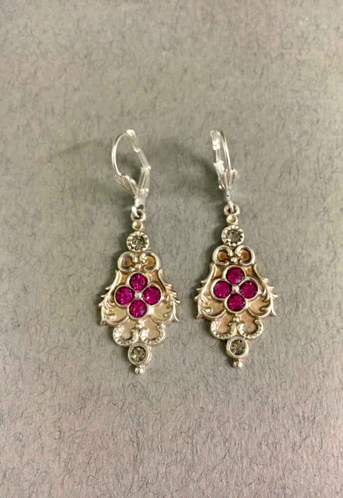Pink Diamante Earrings by Jess Lelong