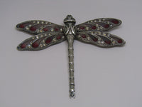 Dragonfly Pink/Red Brooch by Jess Lelong