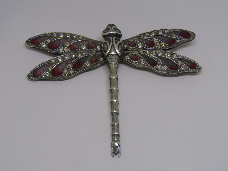 Dragonfly Pink/Red Brooch by Jess Lelong