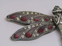 Dragonfly Pink/Red Brooch by Jess Lelong