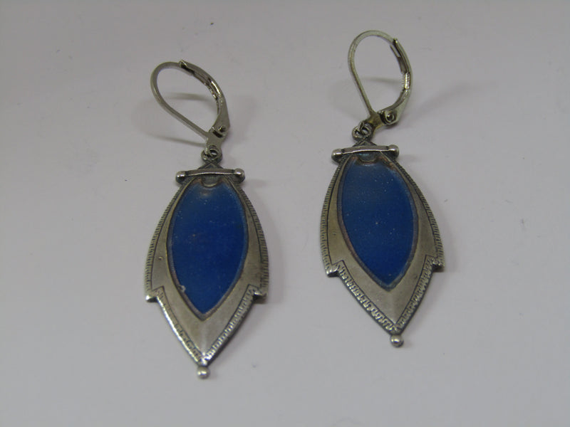 Art Deco Dark Blue Earrings by Jess Lelong