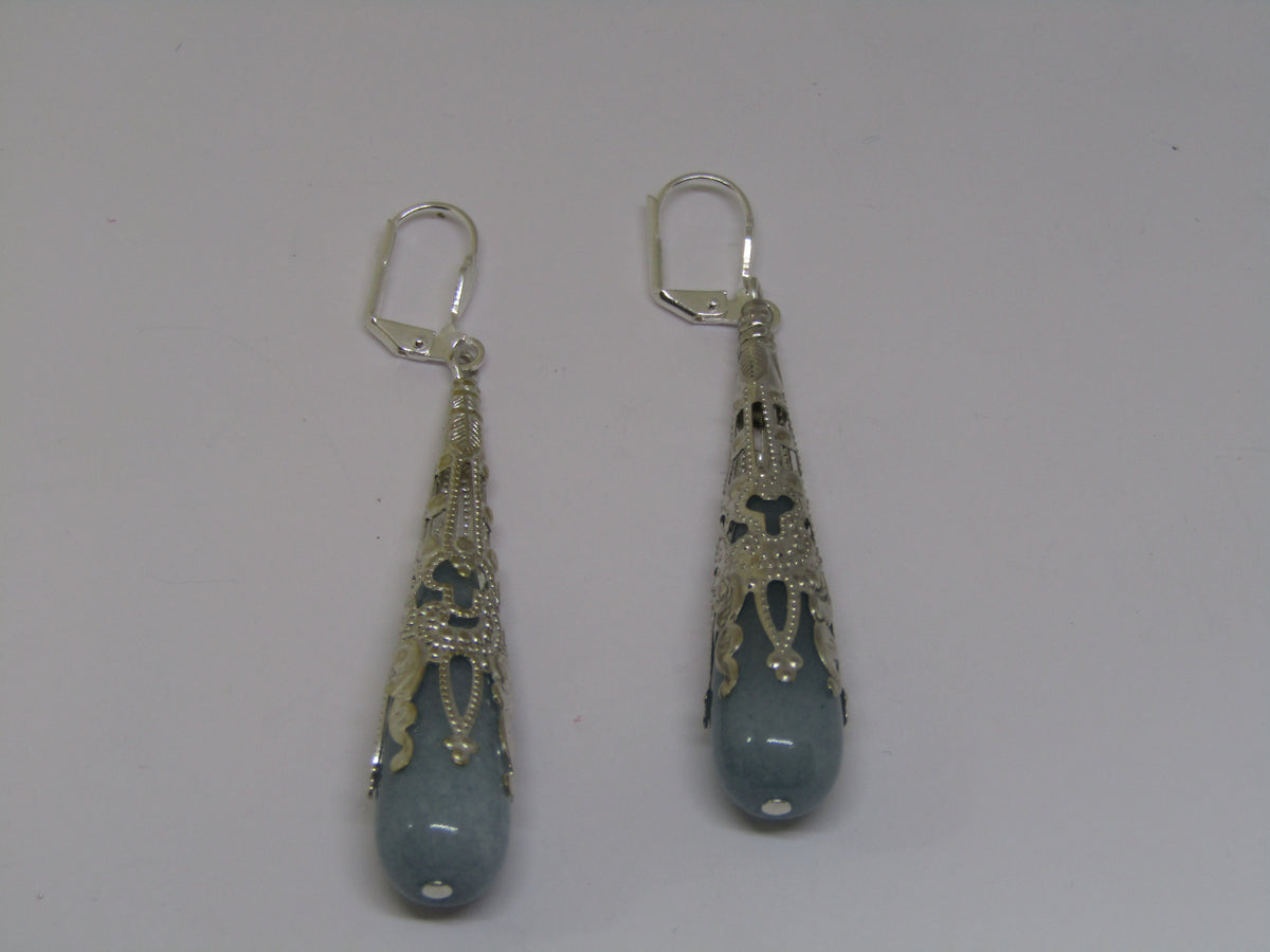 Silver Blue Stone Earrings by Jess Lelong