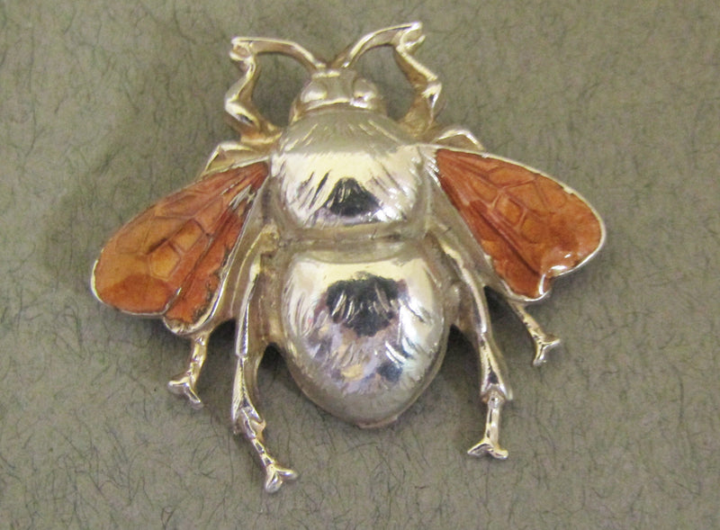 Bee Brooch with Golden Yellow Enamel detail.