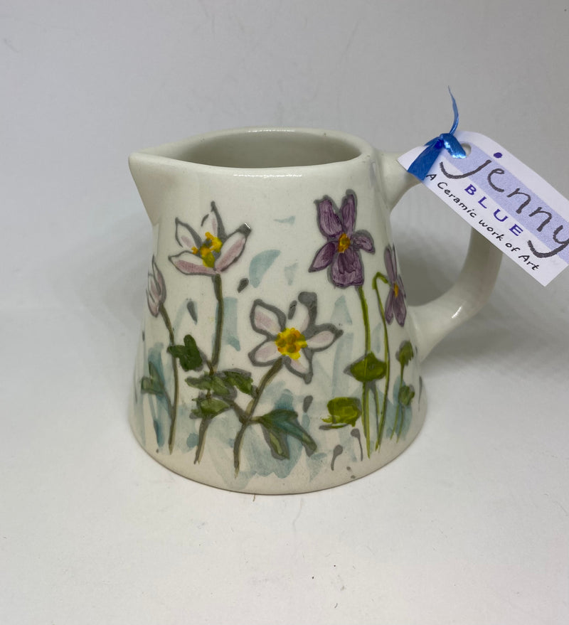 Small Hand - Painted Ceramic Milk Jug by Jenny Bell 