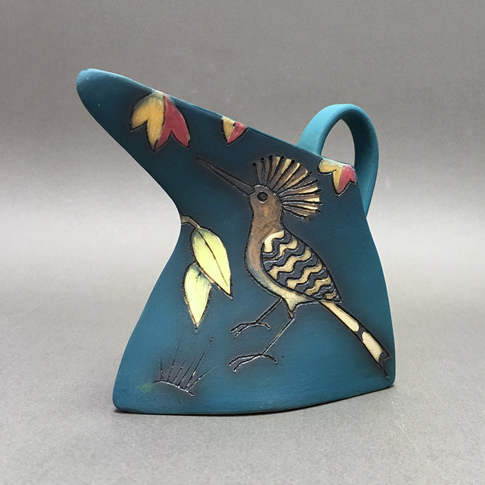 Hoopoe Bird and Chameleon Jug by Jeanne Jackson