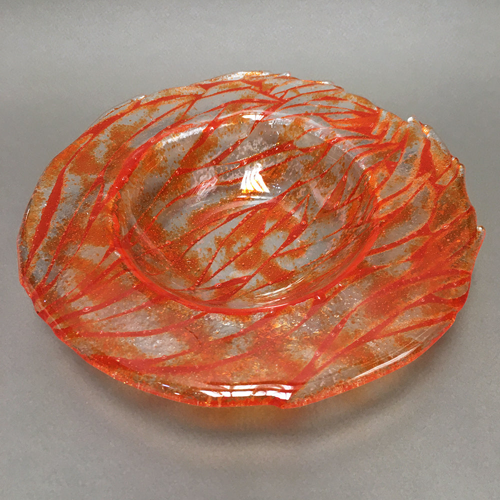 Orange Ice Glass Dish by Judith Berger