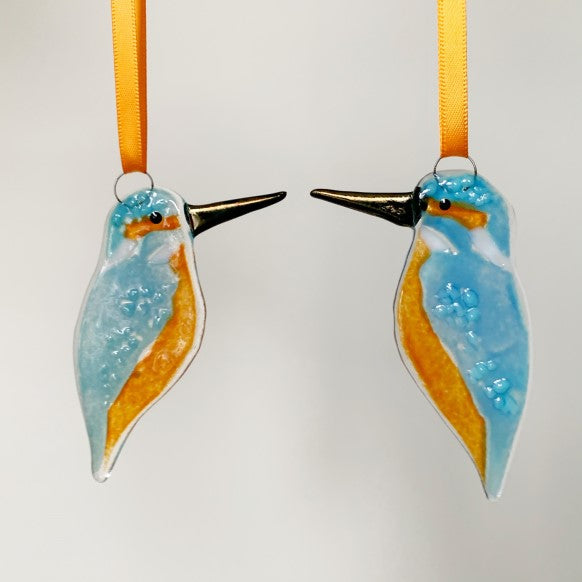 Kingfisher Fused Glass Decoration by Marc Peters