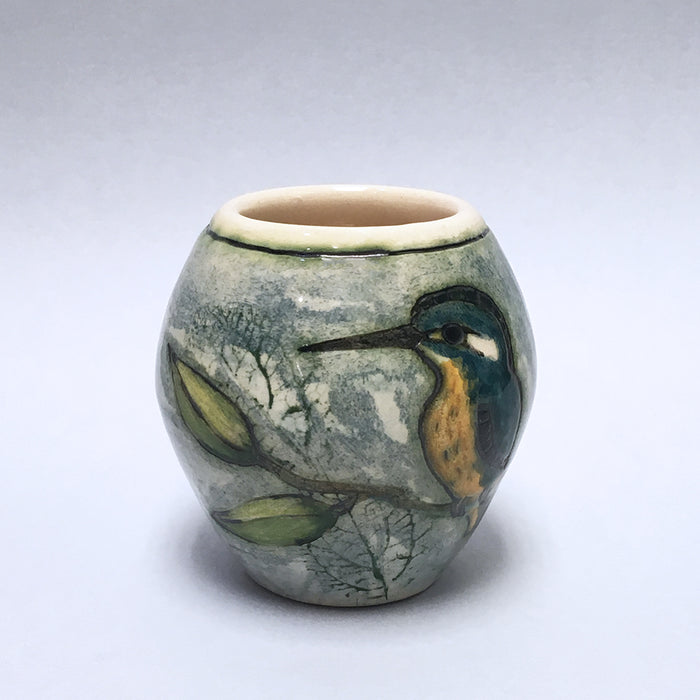 Small Round Kingfisher pot by Jeanne Jackson