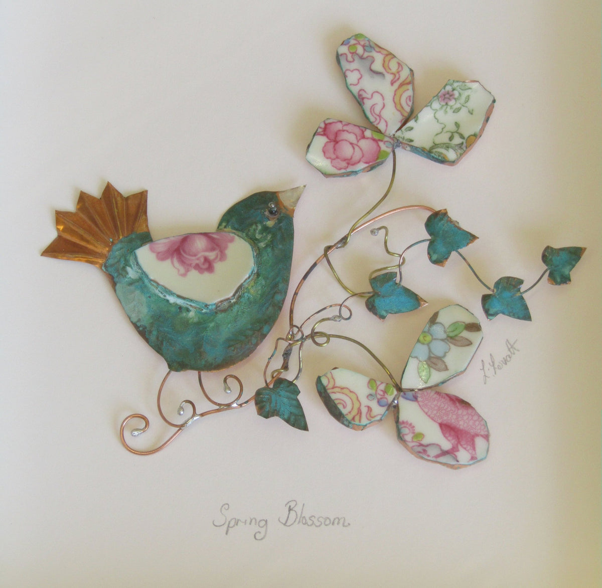 "Spring Blossom" Framed Assemblage by Linda Lovatt