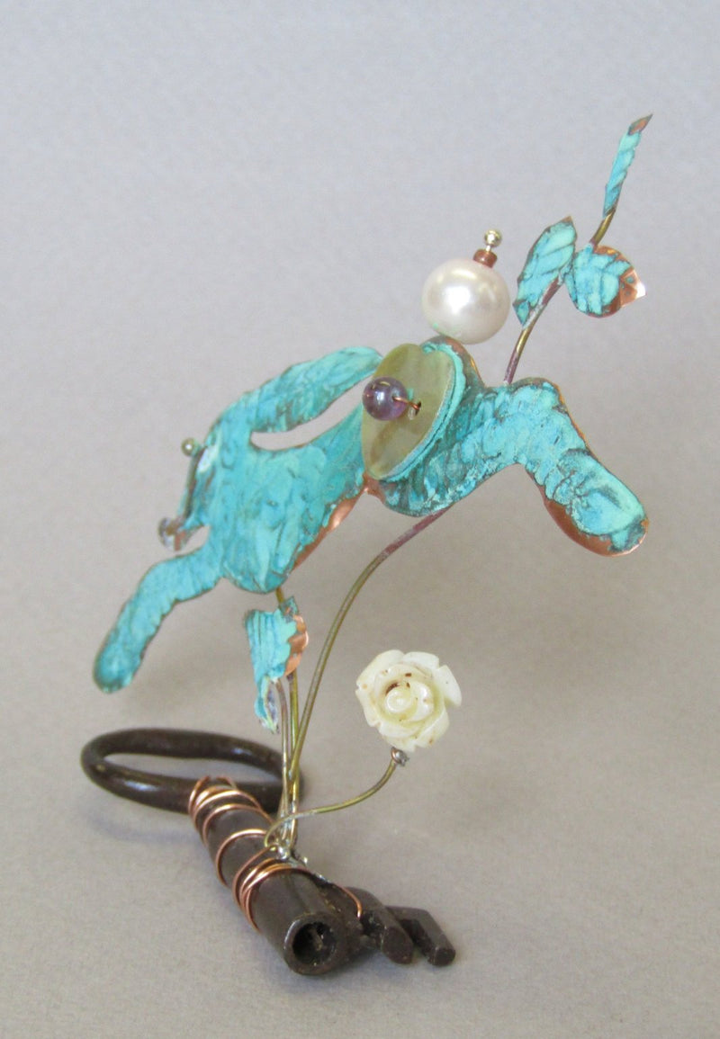 Small Leaping Hare on a Key Assemblage by Linda Lovatt