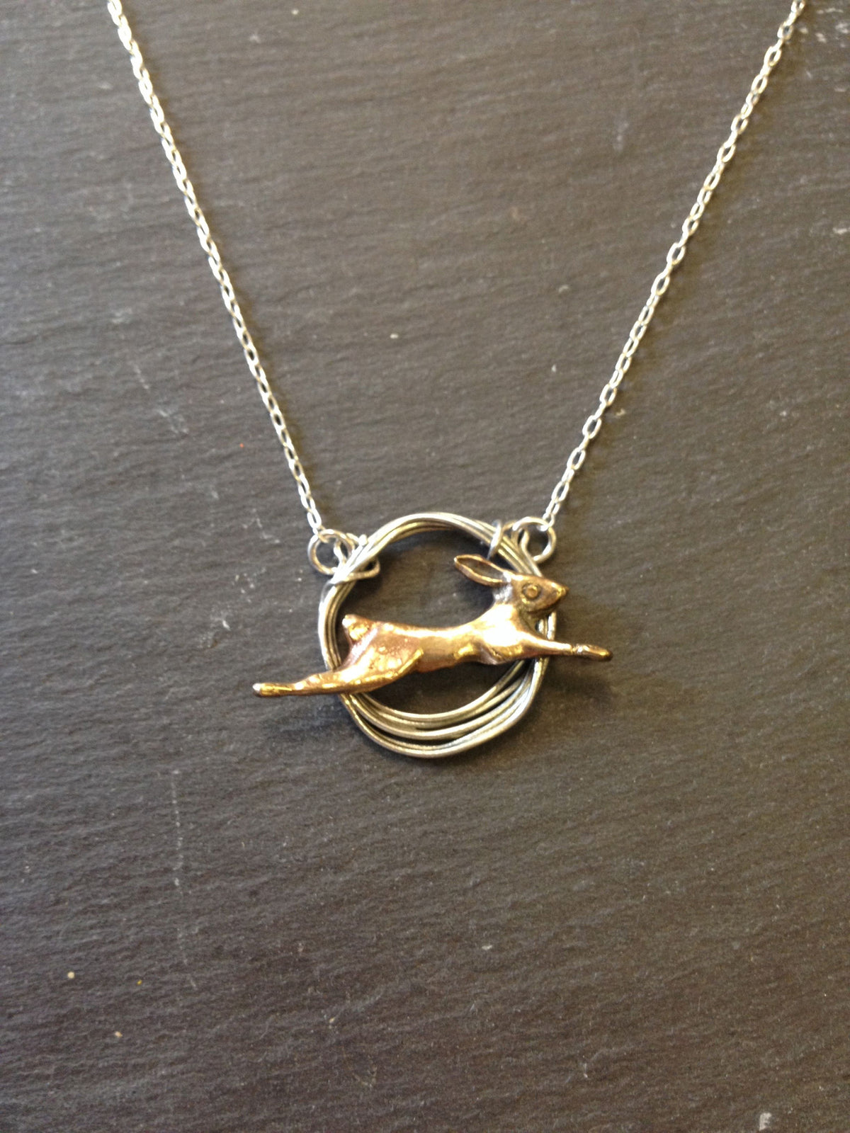 Large Hare in Hoop Necklace by Xuella Arnold