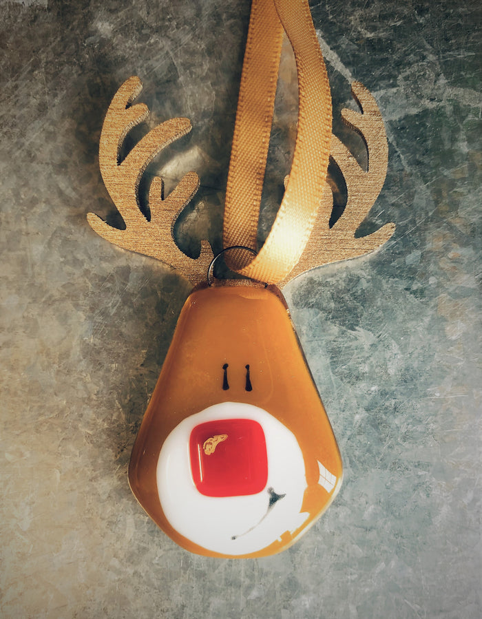 Reindeer Fused Glass hanging Christmas Decoration by Marc Peters