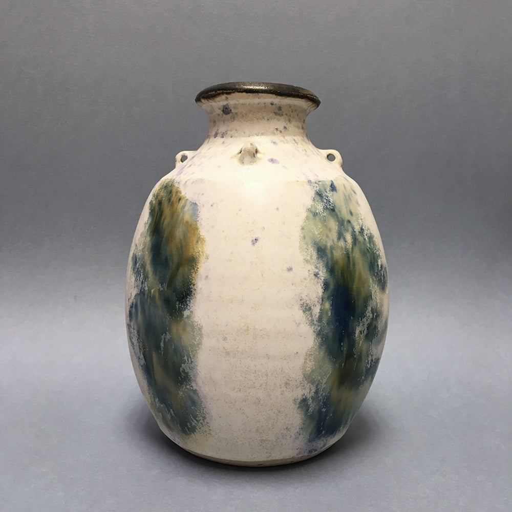 White vase with lugs by Maxwell Cowlin