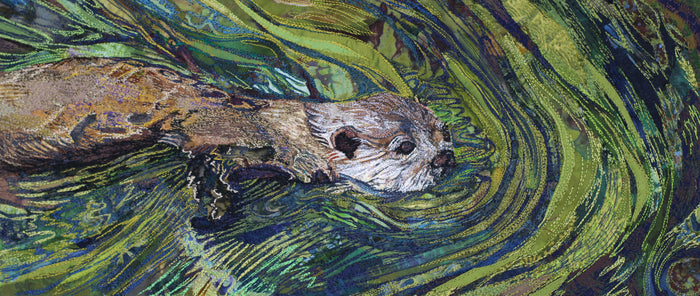 Morning Dip - free-machine embroidery by Rachel Wright