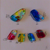Sweet Tweet Family - Fused Glass and Illustration by Niko Brown