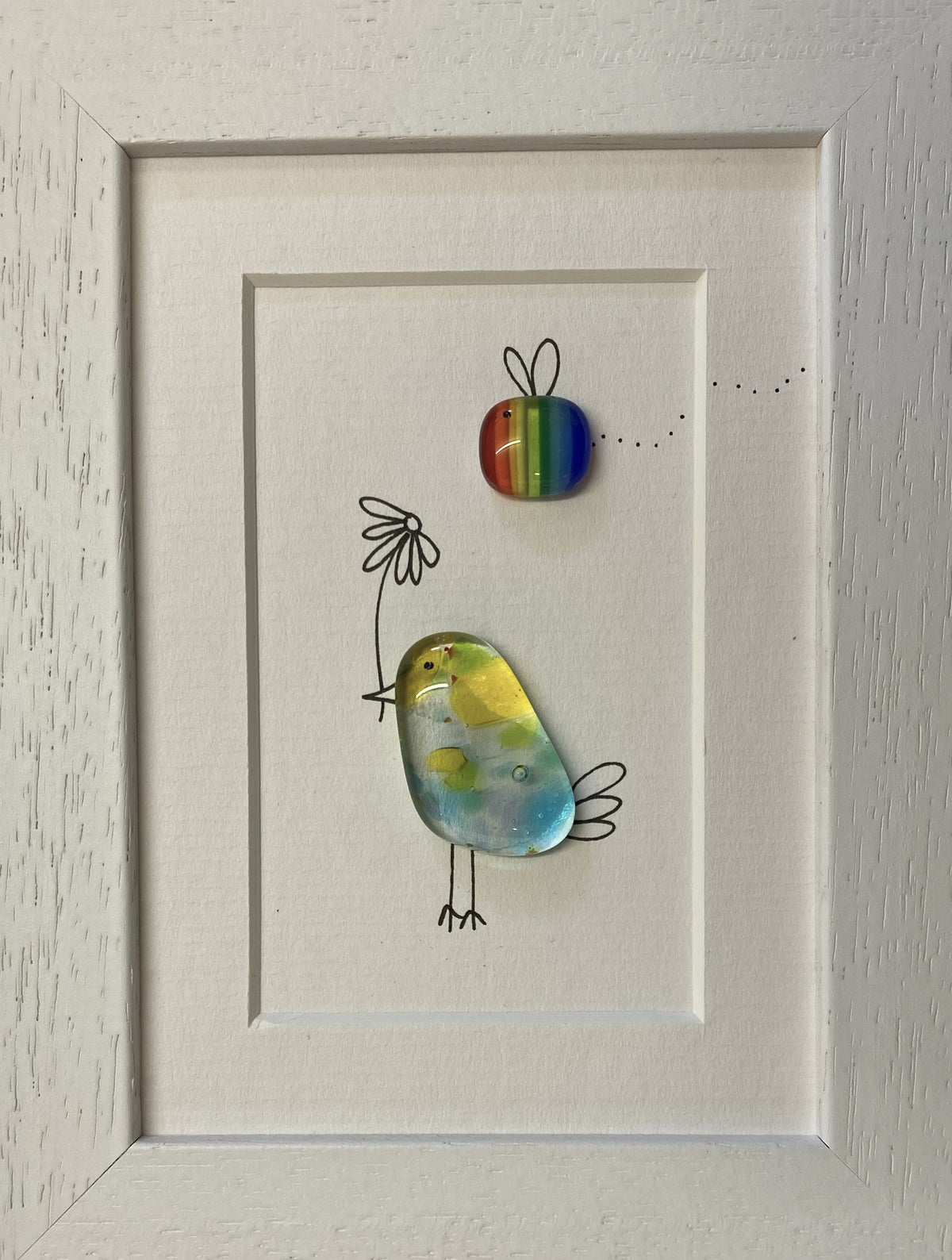 Bird & Bee - Fused Glass and Illustration (NB187) by Niko Brown