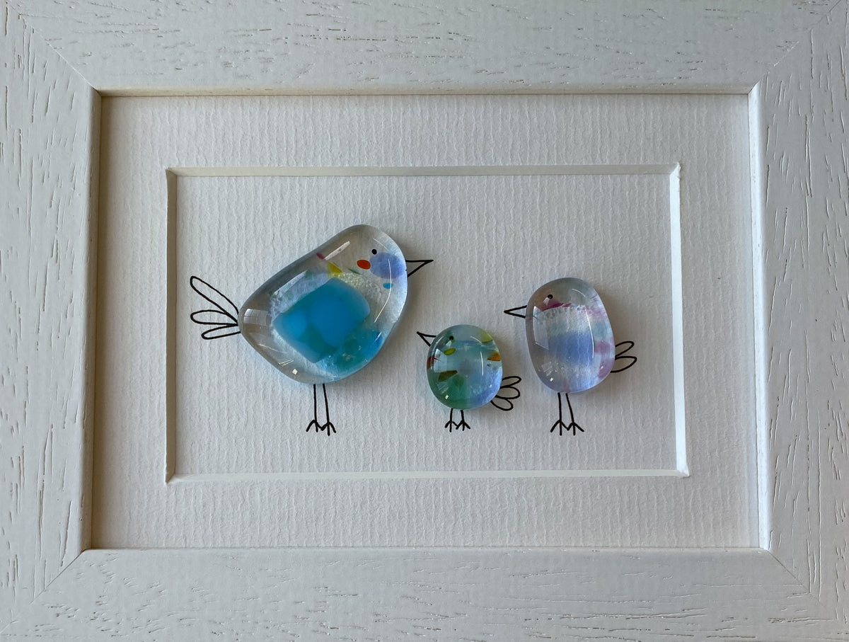 Sweet Tweet - Three Birds - Fused Glass and Illustration (NB194) by Niko Brown