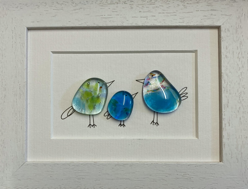 Sweet Tweet - Three Birds - Fused Glass and Illustration (NB195) by Niko Brown