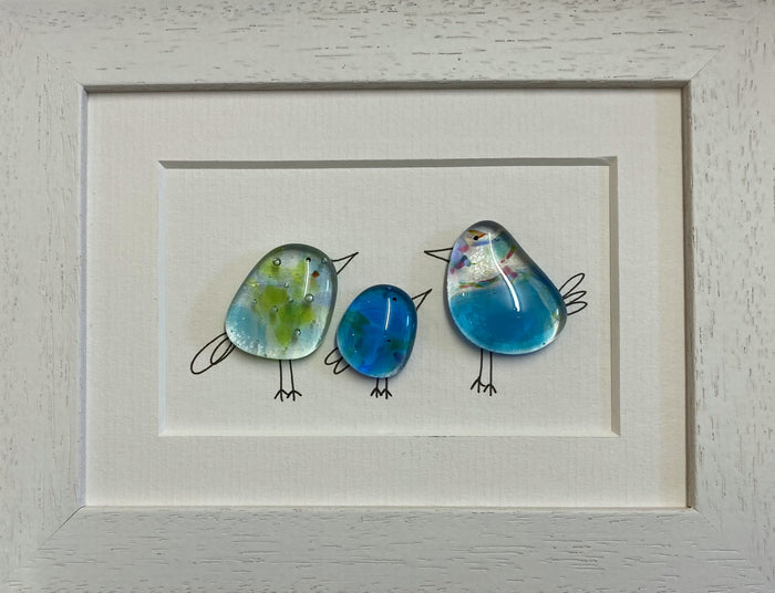 Sweet Tweet - Three Birds - Fused Glass and Illustration (NB195) by Niko Brown