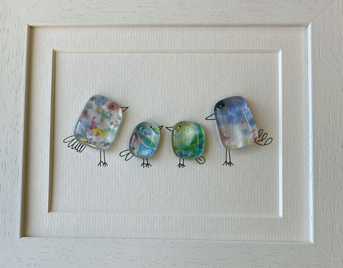 Sweet Tweet - 4 Birds - Fused Glass and Illustration (NB197) by Niko Brown