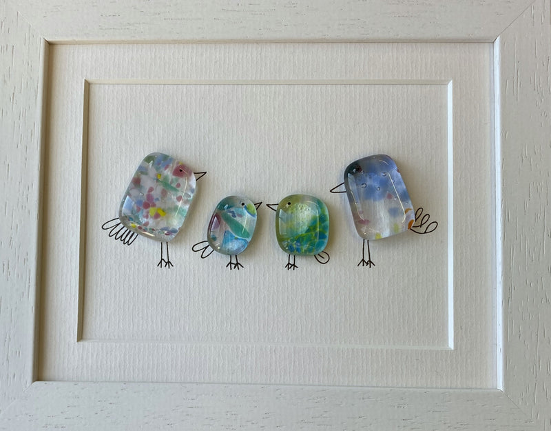 Sweet Tweet - 4 Birds - Fused Glass and Illustration (NB197) by Niko Brown