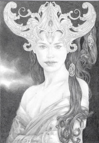 Night Goddess - original pencil drawing by Ed Org