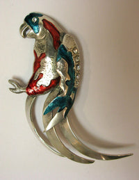 Coloured Enamel Parrot Brooch by Jess Lelong