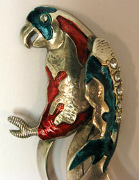 Coloured Enamel Parrot Brooch by Jess Lelong
