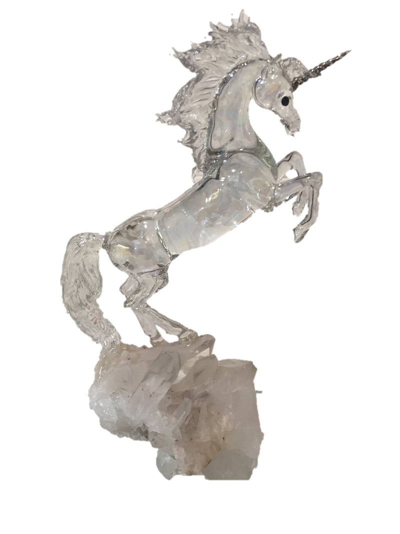Unicorn on Quartz - Glass Sculpture by Sandra Young