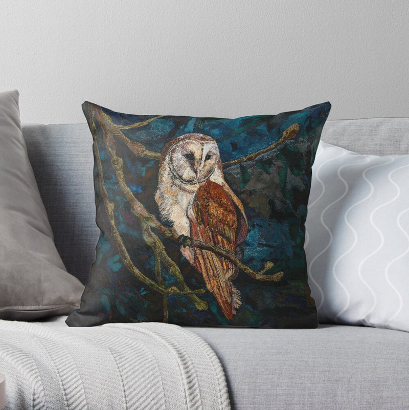 Perched (Barn Owl) Cushion by Rachel Wright