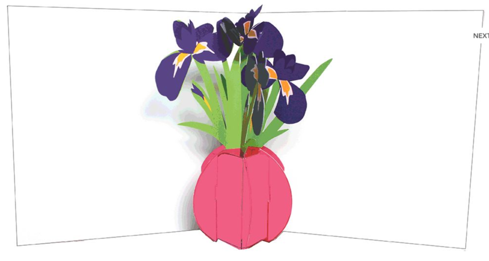 Pop-Up Greetings Card - Iris Vase